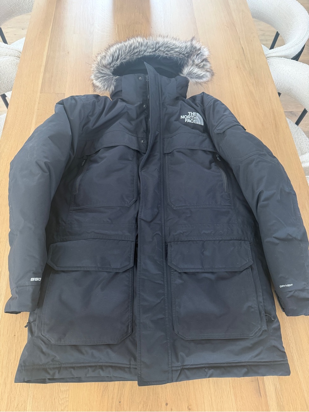 The North Face Men’s Black Insulated Parka with Faux Fur Trim Hood